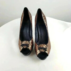 Black  and Gold Evening Shoes